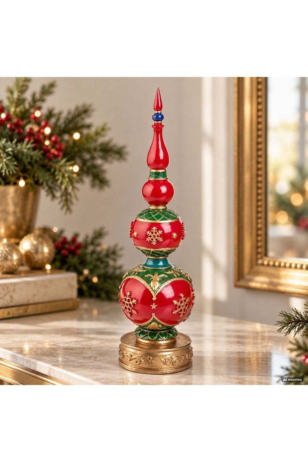 Decor polyr glob red green 40cm
