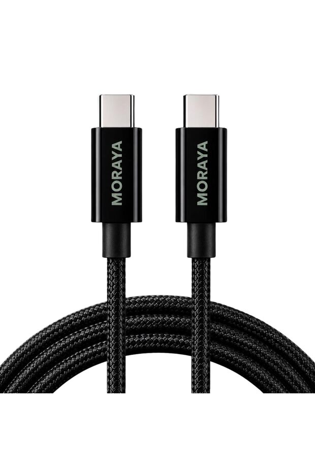 كابل نوع C بطول 1 متر، 60 واط، USB C إلى USB C، شحن سريع، مجدول، أسود اللون
