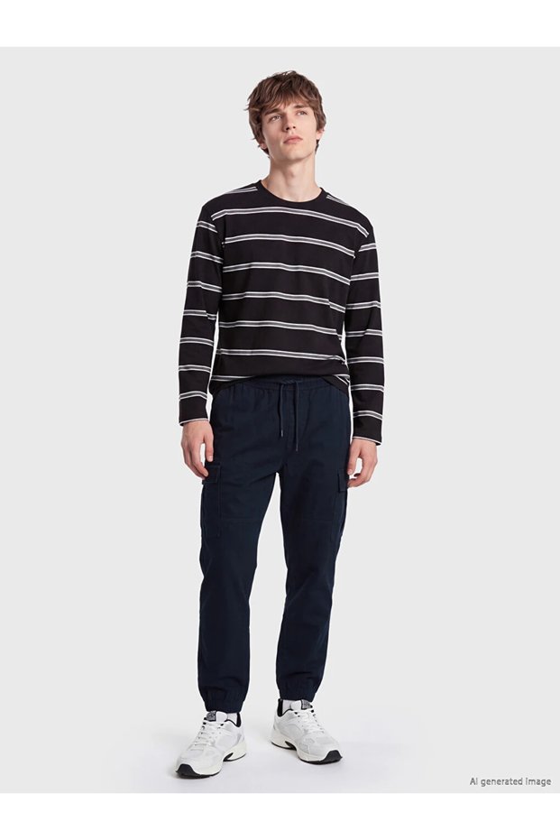 Navy Blue Gabardine Men's Cargo Pants
