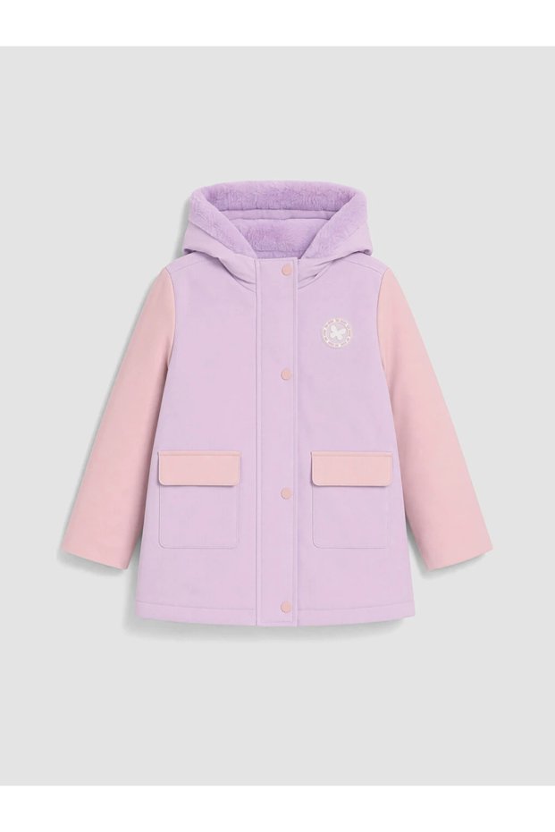 Lilac Hooded Fur Girl's Coat