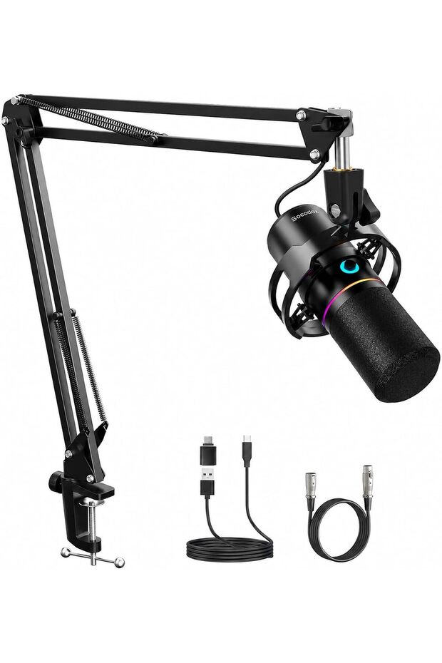 ميكروفون ألعاب XLR/USB مع ذراع للبث المباشر