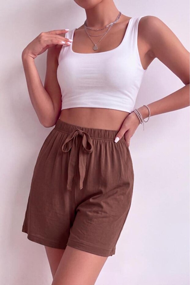 Women's Viscose Elastic Waist Ribbon Comfortable Fit Shorts