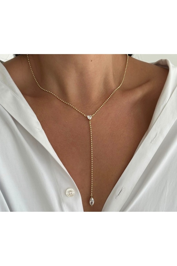 Cm Brand Tarnish Free Vip Quality Stone Heart Y Necklace
