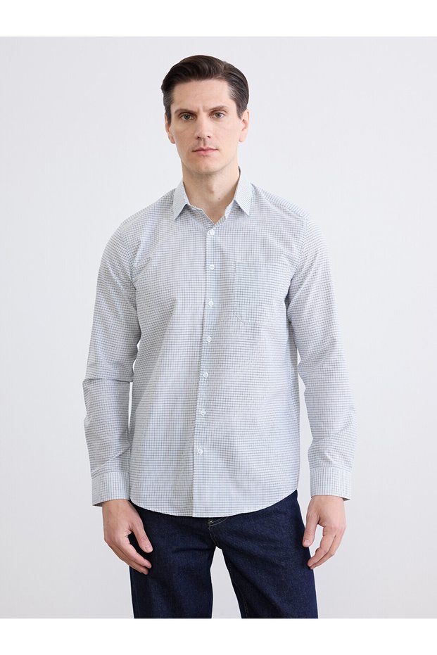 Ozmarka New Season Regular Fit Checked Men's Shirt