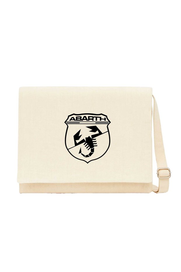 Abarth Black Logo Cream Messenger Bag Cream Canvas Messenger Bag