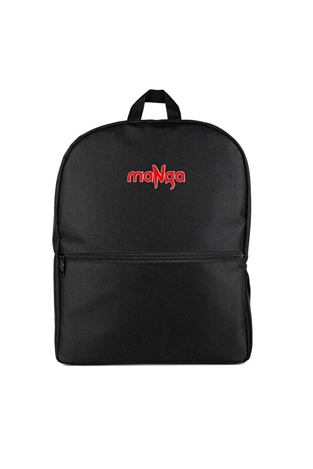 Manga Red Text Backpack Black Color