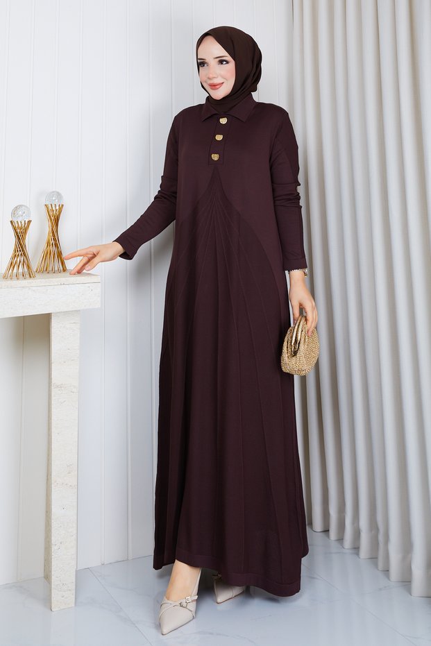 Women's Skirt with Ruffles and Net Pattern, Mercerized Knitwear Dress