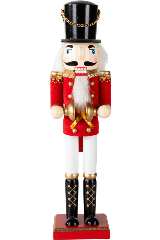 Christmas Ornament, Lead Soldier Nutcracker Ringing Bell Red-White 38 Cm.