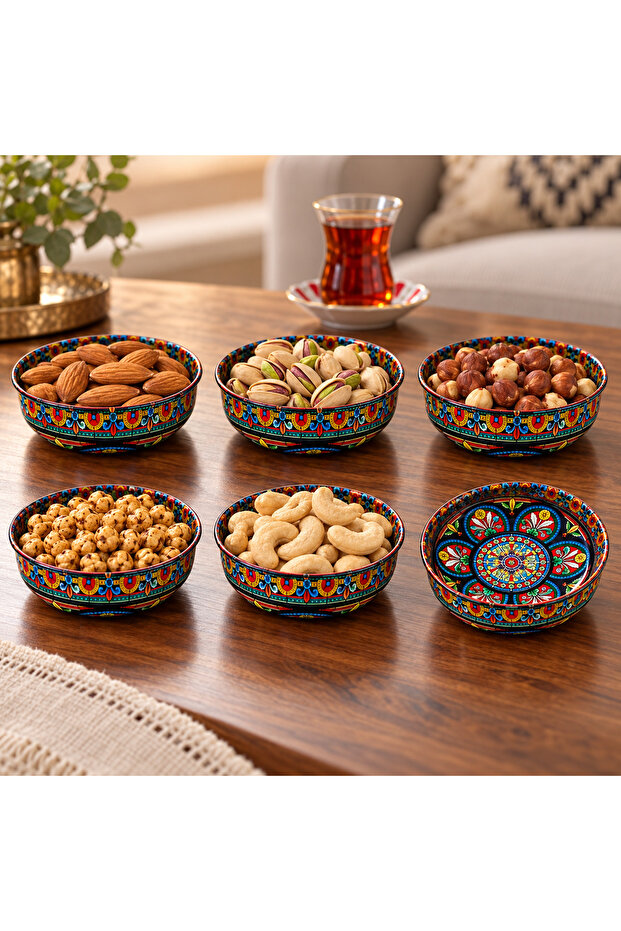 Metal Patterned 6-Piece Snack Bowl