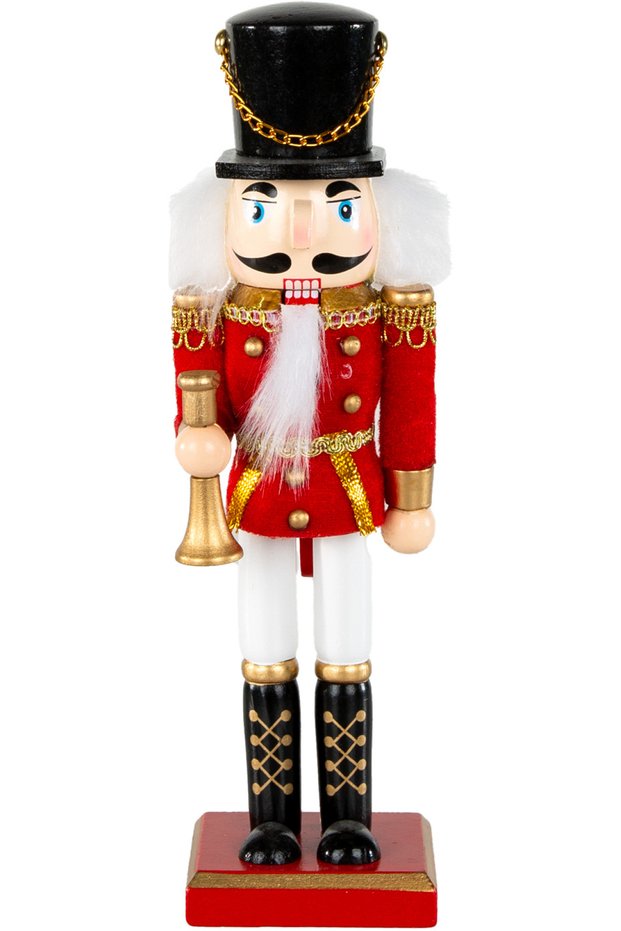 Christmas Ornament Lead Soldier Nutcracker with Bugle Red-White 25 Cm.