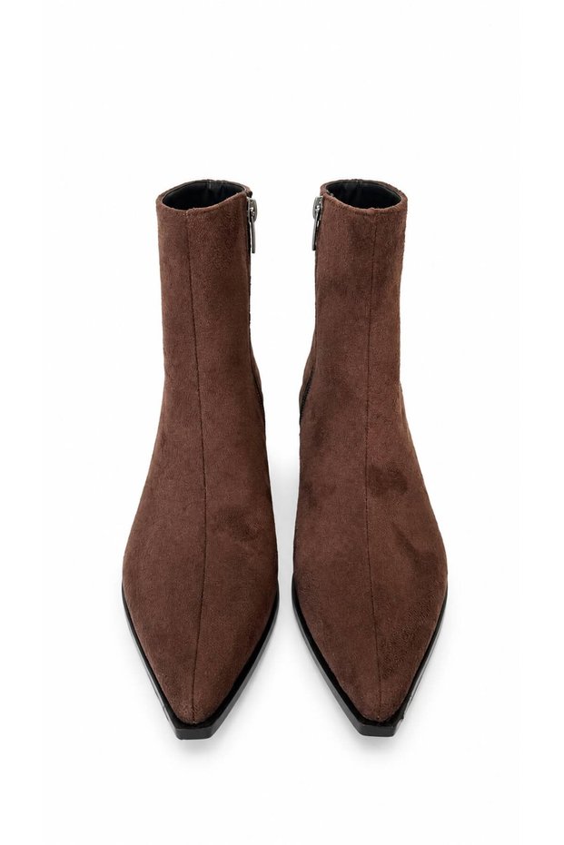 Women's Heeled Short Boots Bitter Brown Suede