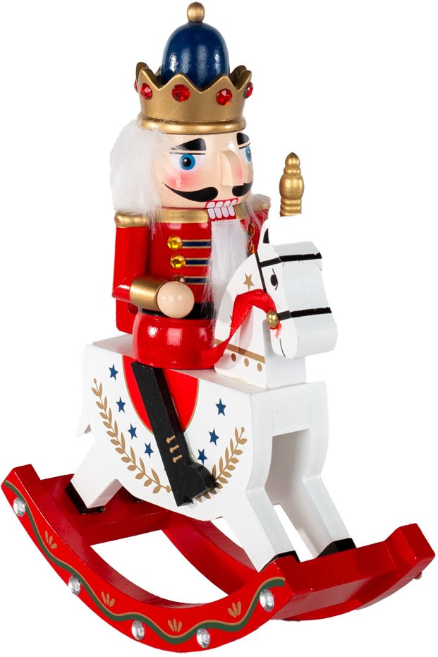 Christmas Ornament Lead Soldier Rocking Horse Red-White 25 Cm.
