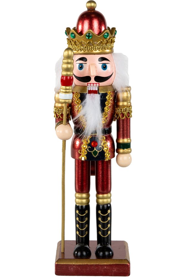 Christmas Ornament Lead Soldier Nutcracker Claret Red-Gold 25 Cm.