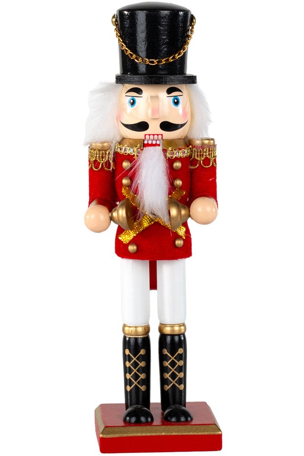 Christmas Ornament Lead Soldier Nutcracker Ringing Bell Red-White 25 Cm.