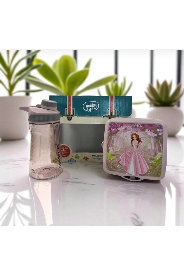 Nutrition Set of 2 Illustrated Lunch Boxes and 530 ml Water Bottle Set, Leak-Proof, Bpa-Free