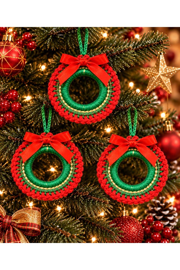 3-Piece Knitted Christmas Ornaments