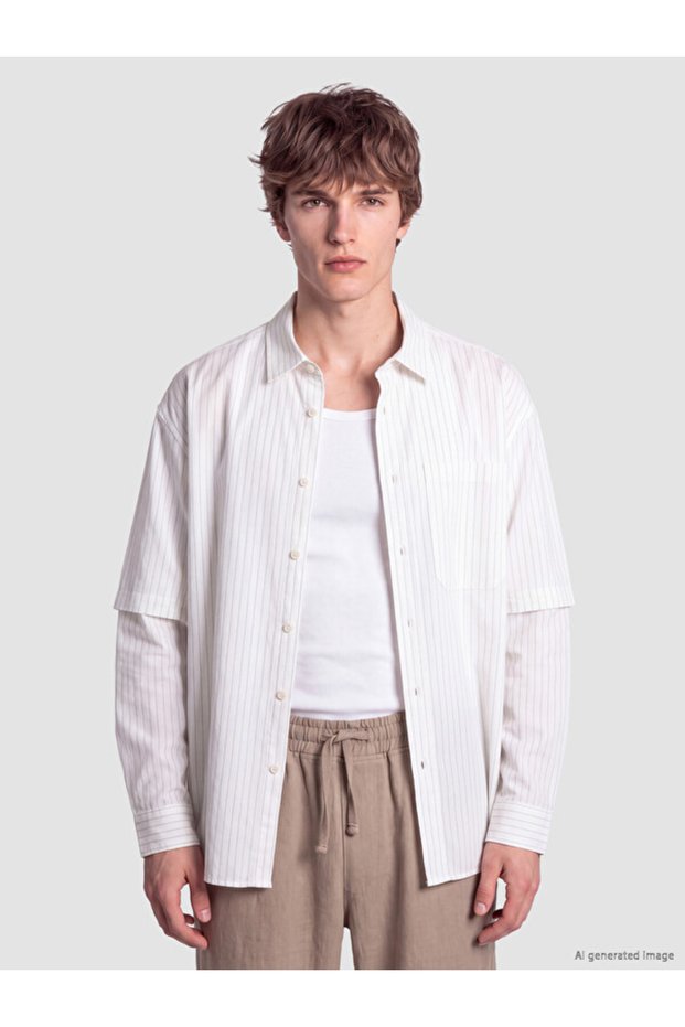 I Relax Fit Striped Poplin Men's Shirt from Freezen Store