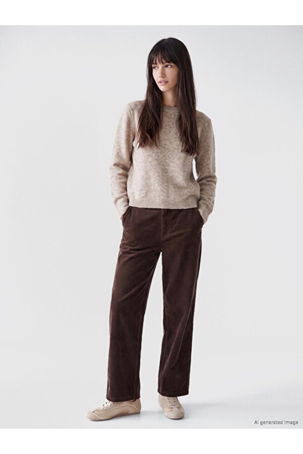 Rmz Gi̇yi̇m Farkiyla Standard Fit Women's Velvet Pants