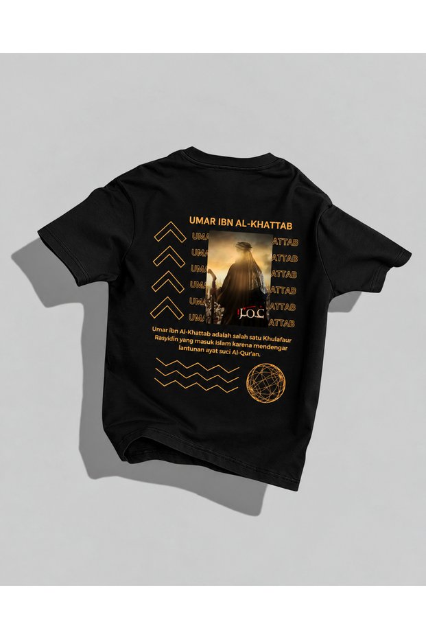 Hz. Ömer (Ömer Bin Hattab) Printed Unisex T-Shirt – Black and White Oversized T-Shirt