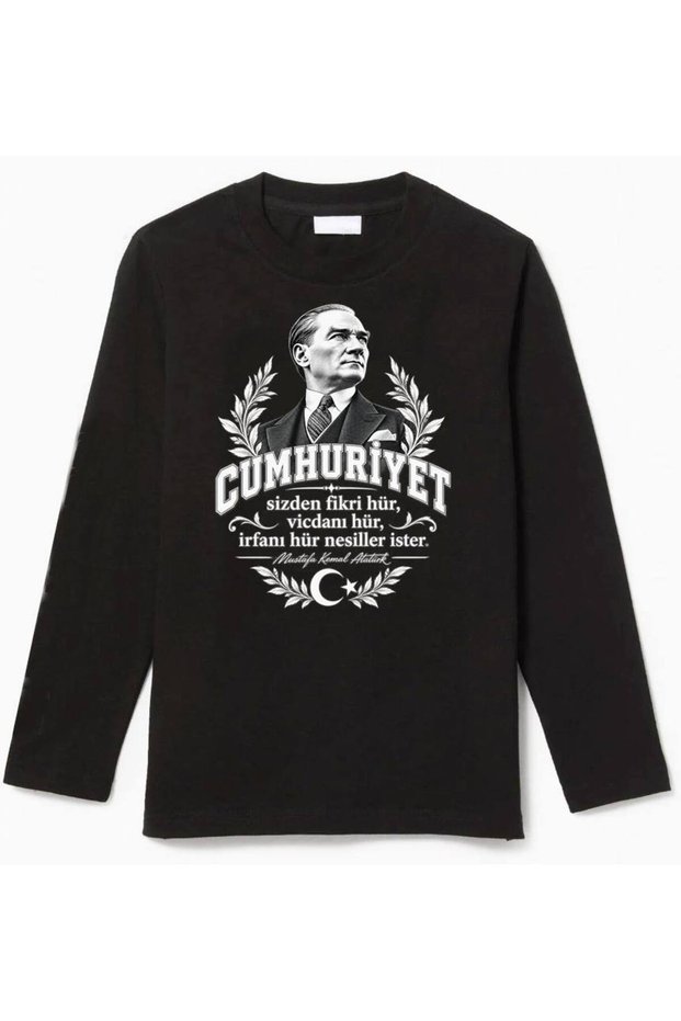 Long-Sleeved "Republic from You Will Learn the True Sense of Conscience." Ataturk's Speech October 29 T-Shirt