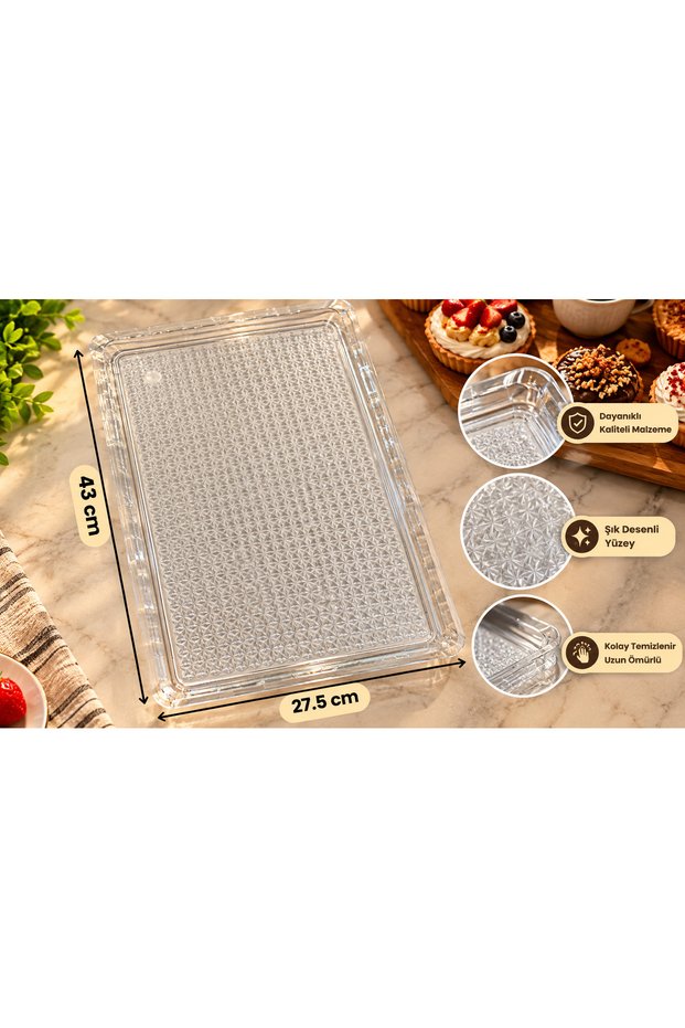 Transparent Polycarbonate Patterned Rectangular Presentation Tray