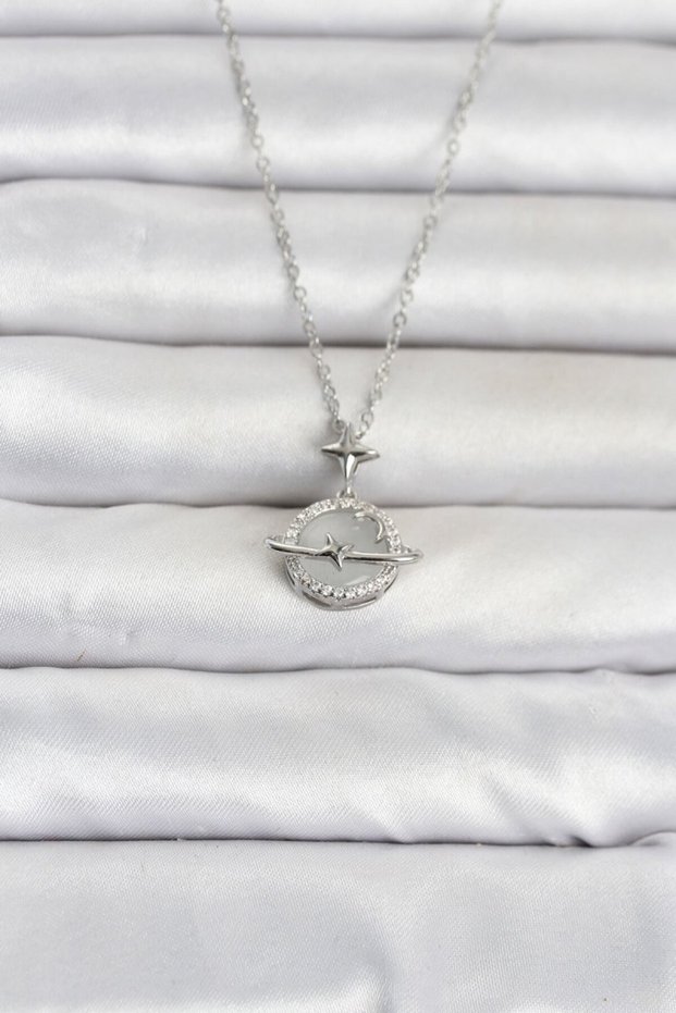 316L Steel Chain Silver Color Planet Model Women's Necklace