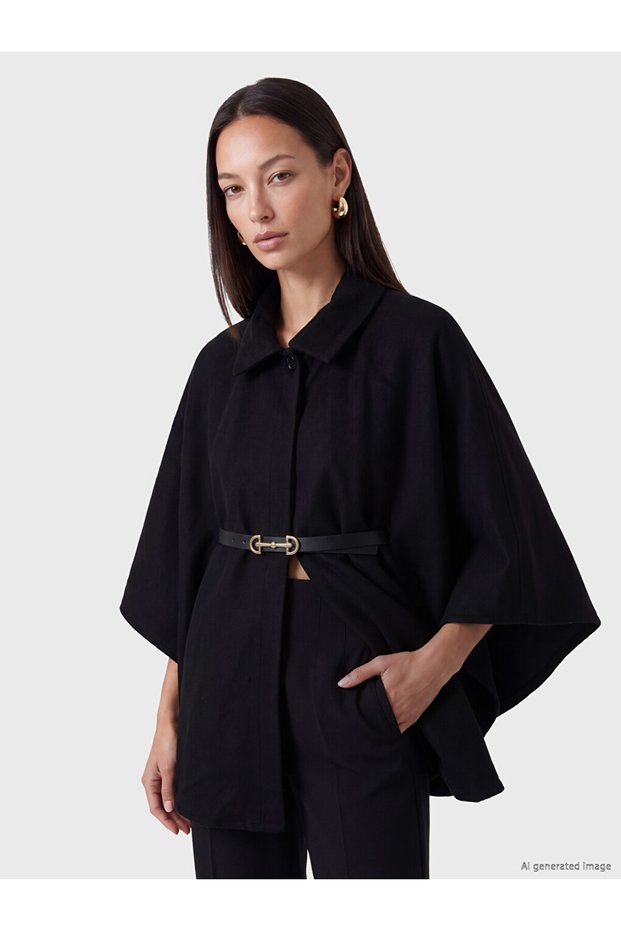 Esvab • Modern & Distinctive Belted Women's Cashmere Poncho Coat