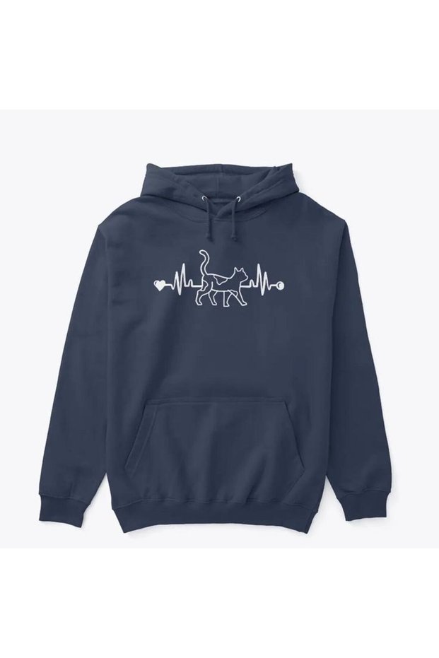 Unisex Navy Blue 3 Thread Threaded Oversize Hooded Sweatshirt Basic Comfortable Cut