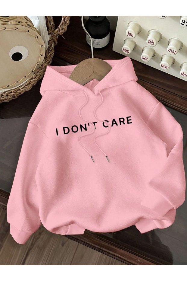 Unisex Pink Off-Shoulder Oversize Hooded Casual Sweatshirt with Kangaroo Pocket