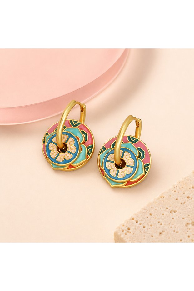 Baby Blue & Peach Color Earrings