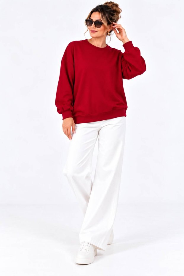 Women's Patterned Crew Neck Comfortable Fit Soft Sweater