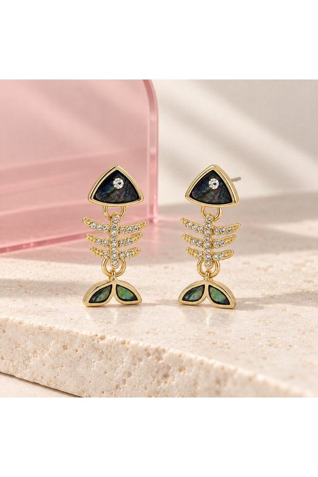 Midnight Marina Fishbone Earrings