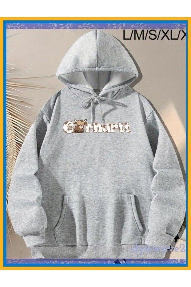 Unisex Gray Oversize Hooded Sweatshirt with Kangaroo Pocket, 3 Thread Raster Hoodie