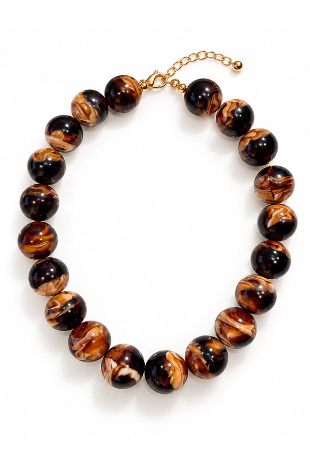 Brown Hareli Ball Necklace