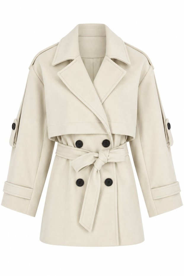 Stone Cashmere Trench Coat - 9669