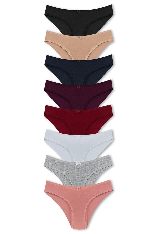 Women's Cotton Double Layer Back Slip Panties 8-Pack