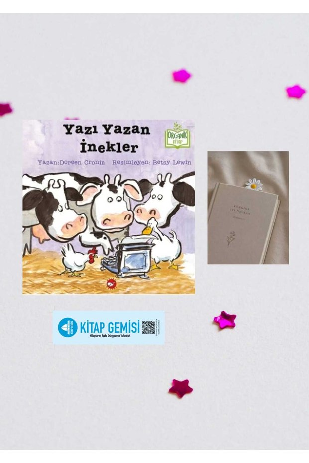 Yazı Yazan İnekler (Hardcover) - Organic Books / Daisy Figured Bookmark Gift
