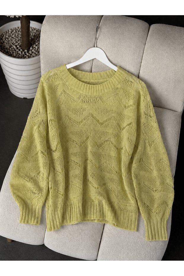 Bubble Knit Crew Neck Knitwear - Pistachio Green