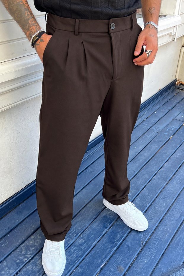 Casual Transitional Pleated Classic Baggy Trousers Pl1
