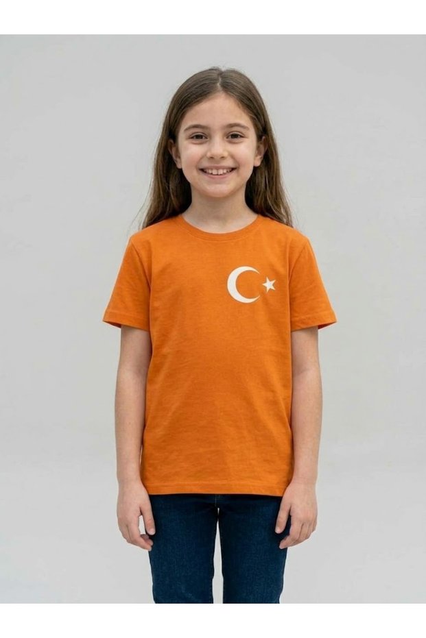 Children's Moon and Star Printed T-Shirt - 100% Cotton Crew Neck T-Shirt for Boys and Girls