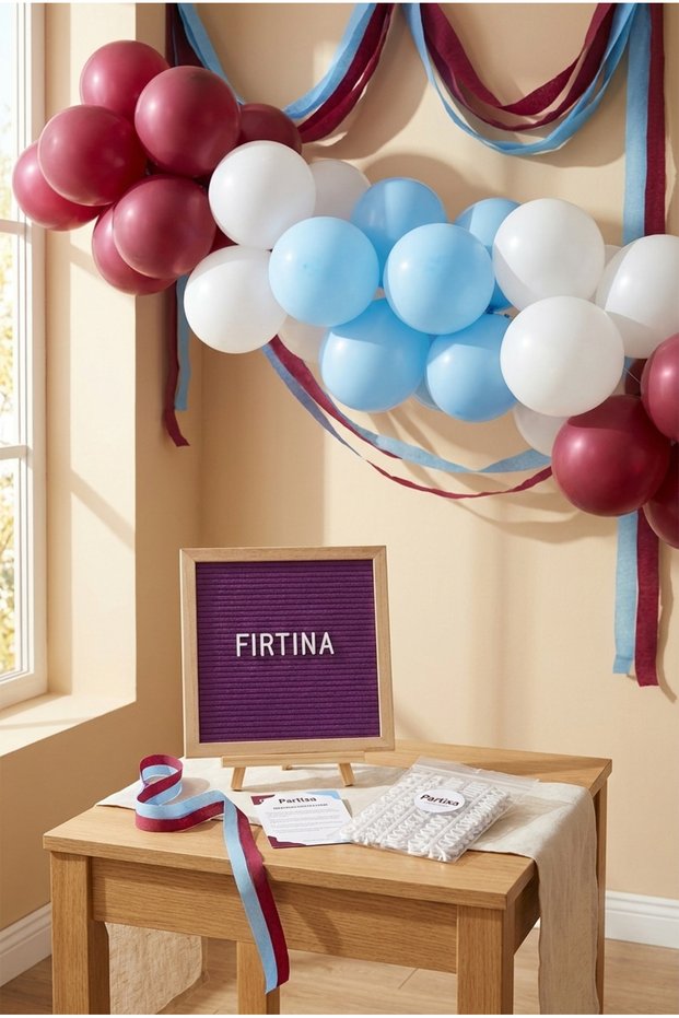 Burgundy Blue Fan Decoration Classic Set Purple Felt Lettering Board Stand Balloon Chain Hand Pump Fan Set