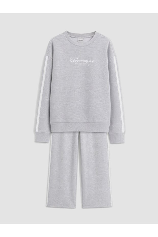 Rmz Gi̇yi̇m Farkiyla Printed Girls' Soft Touch Tracksuit Set