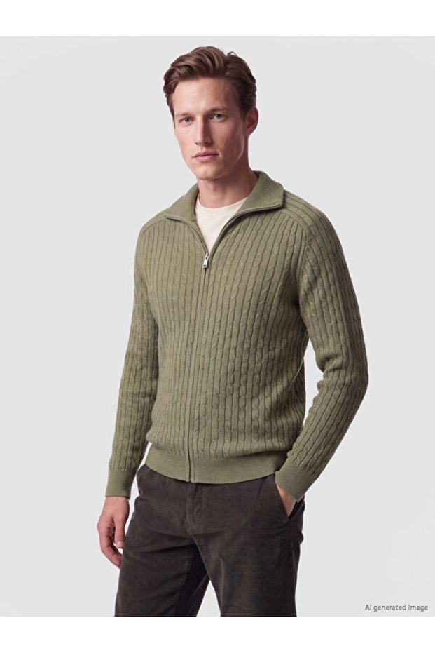 Uzg Store's Dik Roba Collar Men's Knitwear Cardigan for Style Enthusiasts