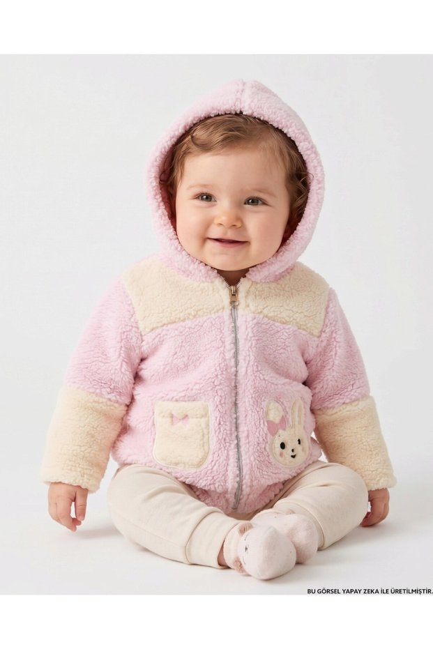 Baby Girl 9-12-18 Months Winter Welsoft Hooded Lamb Cardigan, Fleece Jacket, Plush