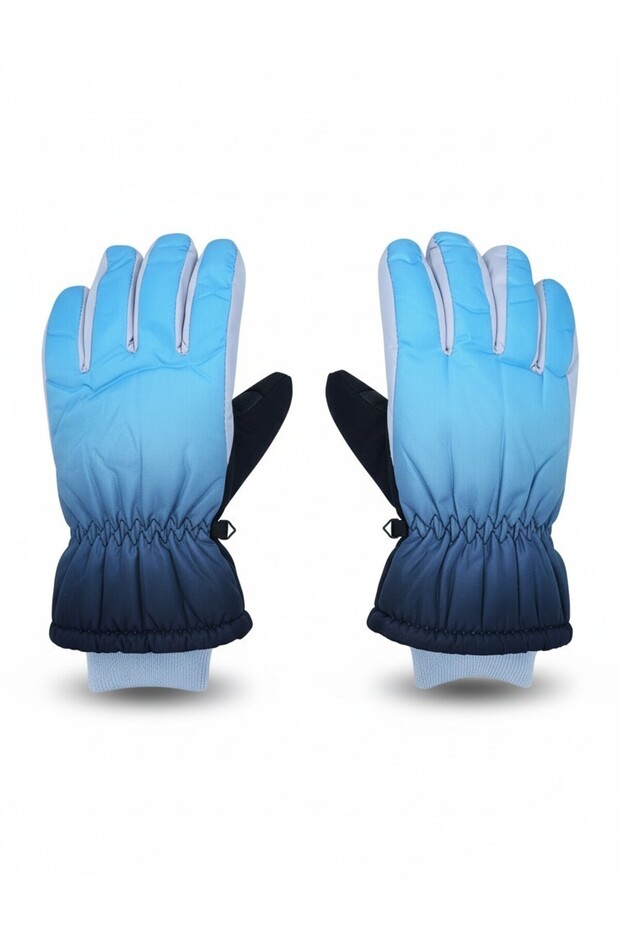 Girl'S-Teenager's Ski Gloves Waiter Size (9-14 Years) Snow Gloves | Thick Plush Fur Inside | Non-Slip Palm Water and Wind Resistant Gradient Gloves