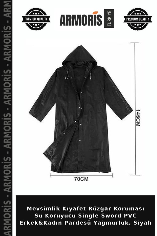 Seasonal Clothing Wind Protection Water Protective Single Sword Pvc Men&Women Raincoat, Black