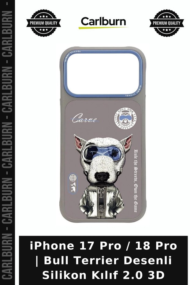 iPhone 17 Pro / 18 Pro | Bull Terrier Patterned Silicone Case 2.0 3D Style Protective Embroidered