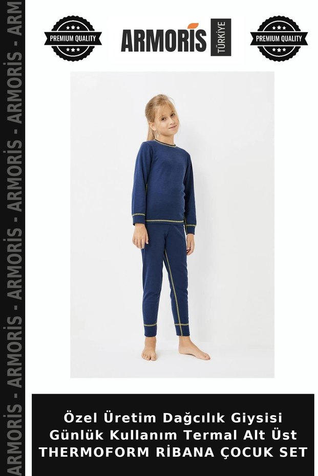 Special Production Mountaineering Clothing Daily Use Thermal Bottom and Top Thermoform Ribana Children's Set