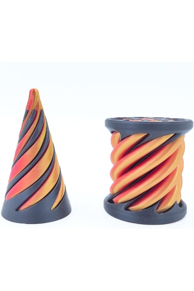 Impossible Pyramid Passthrough Sculpture,3D Printed Spiral Cone and Cylinder Vortex Illusion Toy,2 Pieces