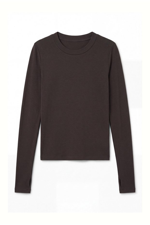 Long Sleeve Fingerless Basic Badi with Crew Neck